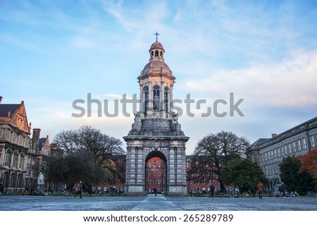 Bell Tower in the courtyard of the Trinity College in Dublin, Ireland