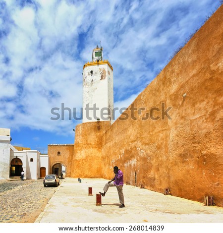 EL JADIDA, MOROCCO - AUGUST 18, 2011: Entrance to the portuguese fortified City of Mazagan. It is a port city on the Atlantic coast famous touristic destination