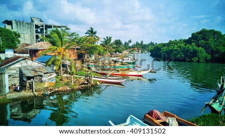Little fishermen village in Negombo, Sri Lanka
