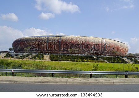 Johannesburg - March 10: The National Stadium Stands Outside Soweto On March 10, 2013. This Stadium Was The Venue For The 2010 Fifa World Cup Final - Netherlands Versus Spain.