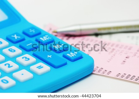 Blue calculator and billing