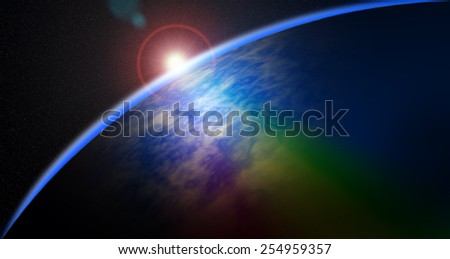 solar flare over planets horizon