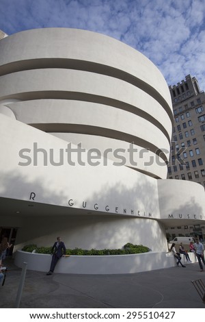 NEW YORK - May 27, 2015: The Solomon R. Guggenheim Museum, often referred to as The Guggenheim, is an art museum located  in the Upper East Side neighborhood of Manhattan, New York City.