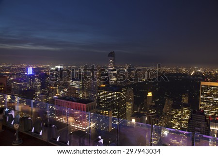 view of upper west side and central park from rockefeller centre
