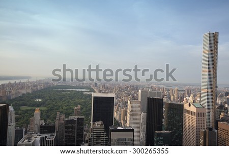 view of upper east side and central park from rockefeller centre