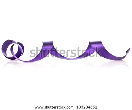 violet ribbon streamer tape scroll  isolated on white background