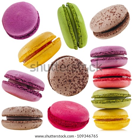 Colorful macaroons collection set of isolation on a white background