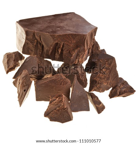 Chocolate pieces isolated on white