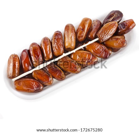 fresh dates fruits surface top view  isolated