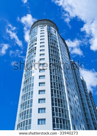 high-rise new house against the blue sky background