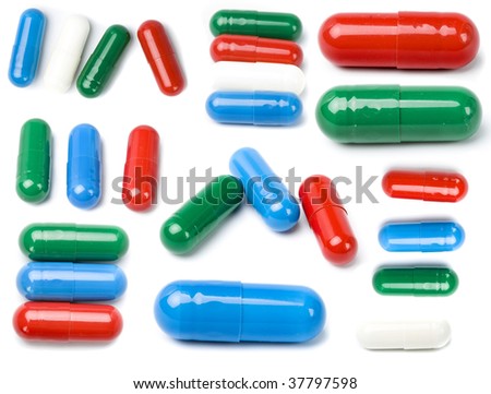 different colored pills