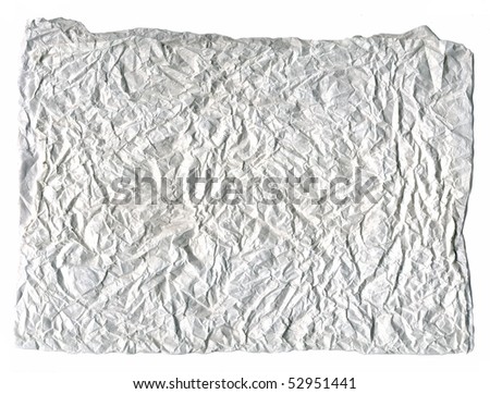 crumpled sheet of white paper Isolate
