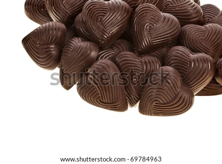 Chocolate Heart candies Isolated on white
