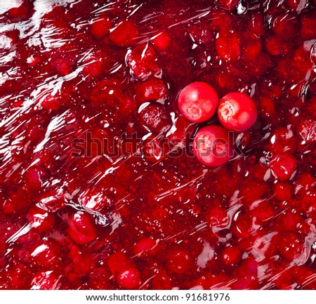 surface of cranberry jam texture copy space