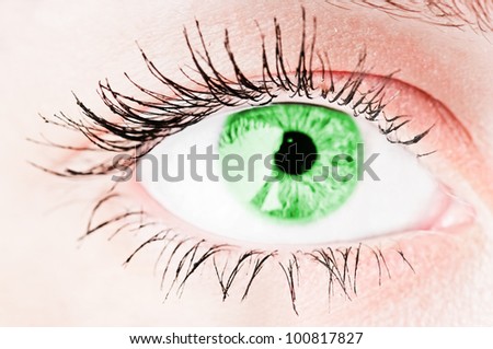 Human green eye. macro shooting