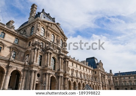 PARIS, FRANCE- OKT 03 2010: Louvre Museum in Paris. The Louvre Museum is one of the largest museums of the world