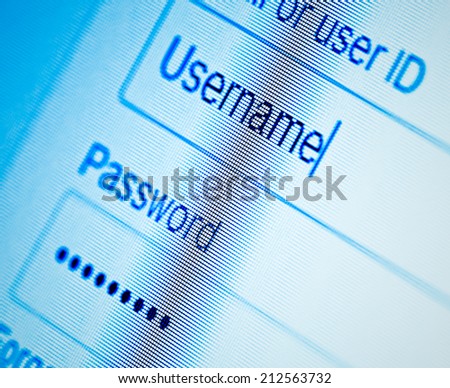Login with username and password on computer screen