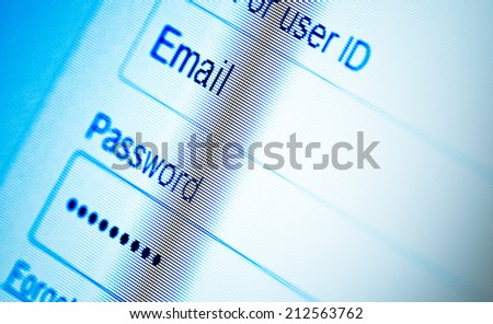 Login with email and password on computer screen
