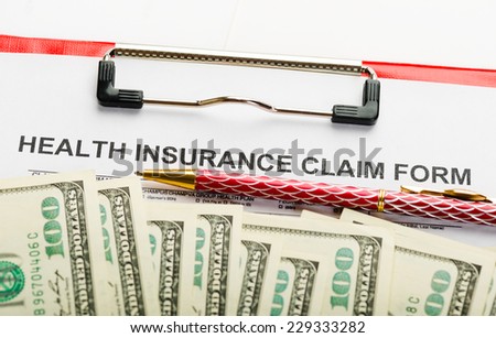 Health insurance application form with banknote concept for life planning