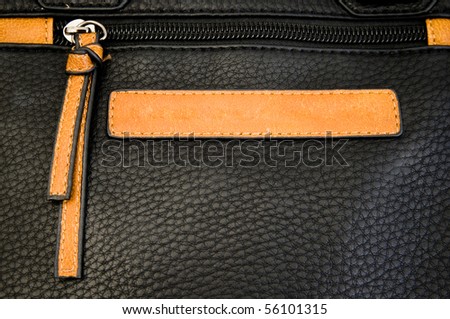 Black Zipper On A Leather Bag