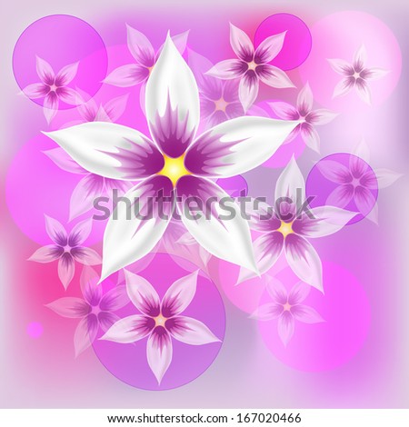 Flowers scattered on a pink background