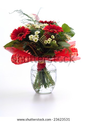 Flower bouquet with decoration in a vase