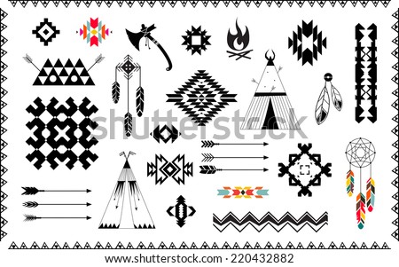 Aztec vector elements set Aztec vector elements set