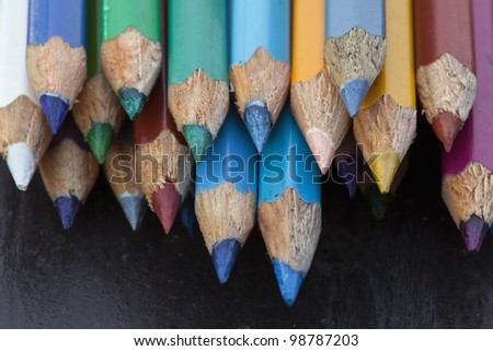 Group of colored school pencils. Back to school concept.