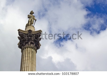 Nelsons Column on Trafalgar Square at London, England
