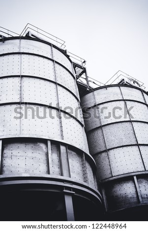 Industrial metal container tanks, London England UK