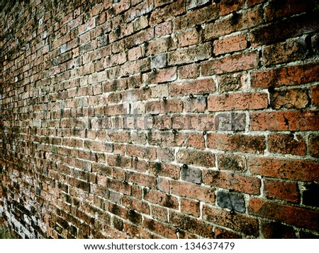 Brick wall with hooks