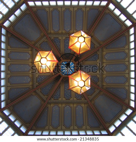 Leadenhall market ceiling lights, London England UK
