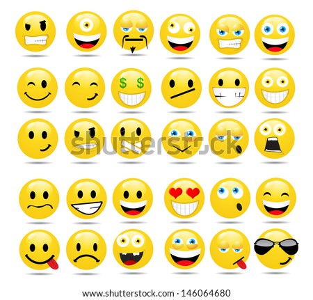 Vector Set Of Glossy Emoticons