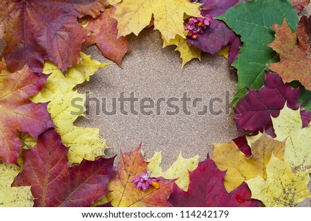 Frame of yellow autumn leaves
