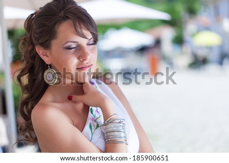 Beautiful greece woman is posing