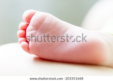 The right foot of a newborn baby
