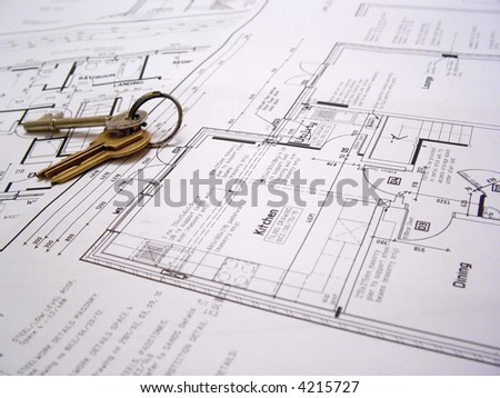 Architectural plans with keys