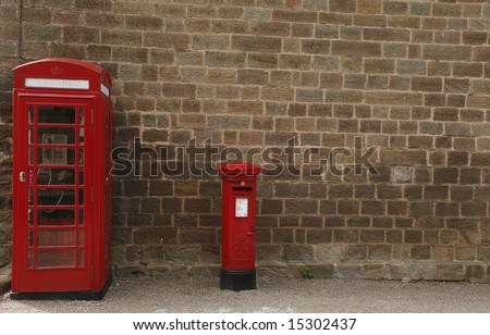 a telephone box and a post box