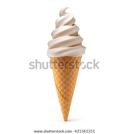 vanilla ice cream cone isolated