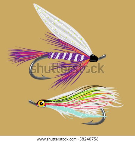 stock vector : 2 fly-fishing flies VECTOR