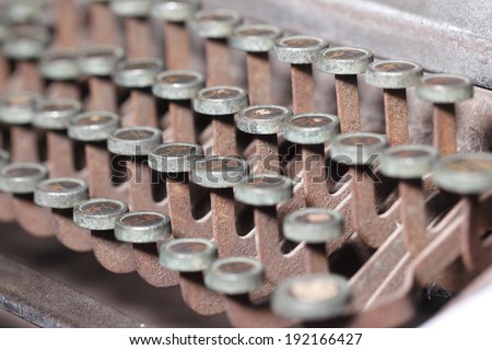 Old Typewriter closeup focus on center