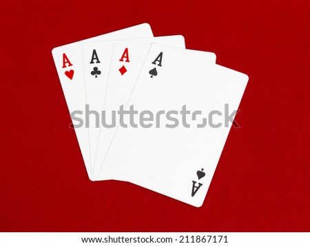Four Aces Card Red Background