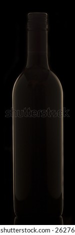 Rim Light of Wine Bottle with Black Background