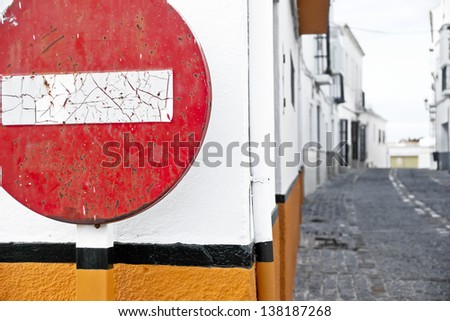 Way street, old no entry signs, symbolic photo for traffic regulations, direction, clarity