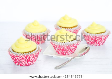 Cupcakes. Several cupcakes on white background, selective focus