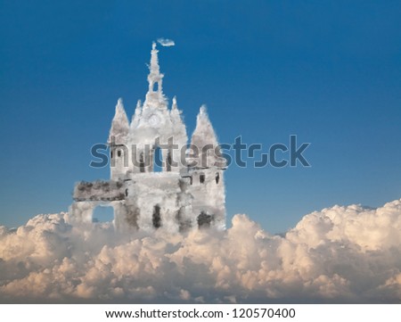 cloud castle in bright blue sky