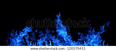 blue flame isolated on black background