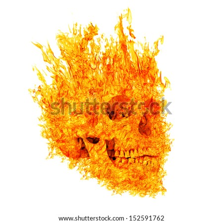 skull in flame isolated on white background