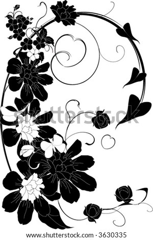 black and white backgrounds flowers. stock vector : lack and white