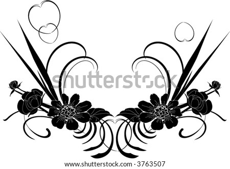 black and white flowers background. stock vector : lack and white